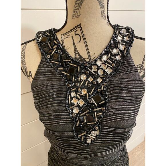 Gray Shimmery Holiday Cocktail Dress - Picture 2 of 3